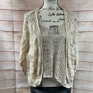 Knit Tank Top with 3/4 Sleeve Cardigan Cover